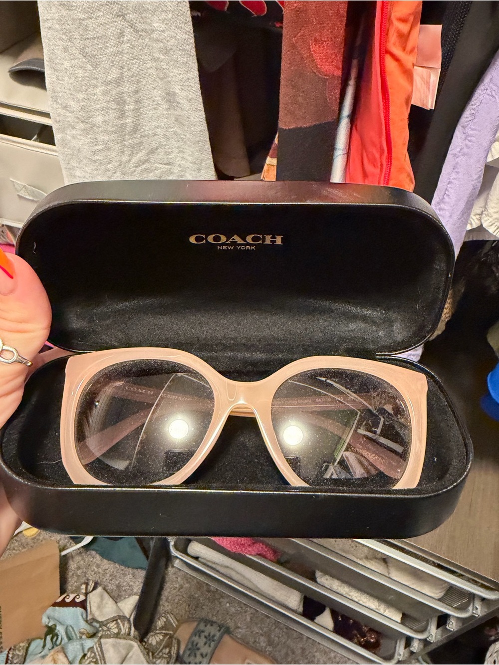 COACH Nude Pink Oversized Square Sunglasses